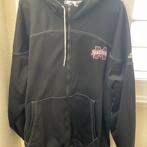 Mississippi State Adidas Black Full-Zip Hoodie with Logo